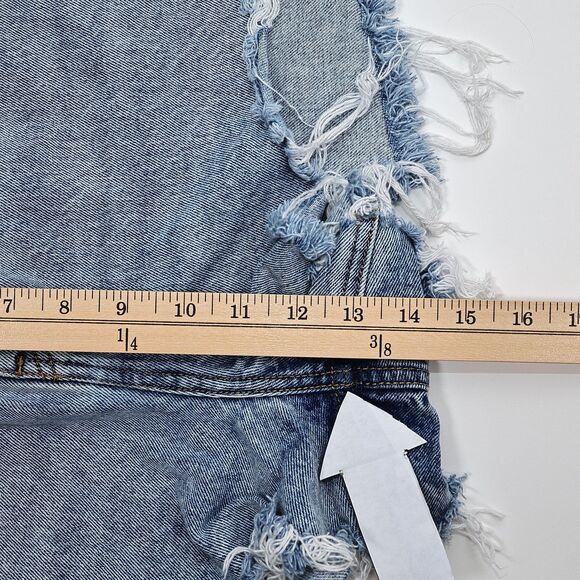 Show Me Your MuMu Shorts Womens 26 Blue Denim Distressed High Rise Frayed Hem - Picture 9 of 9